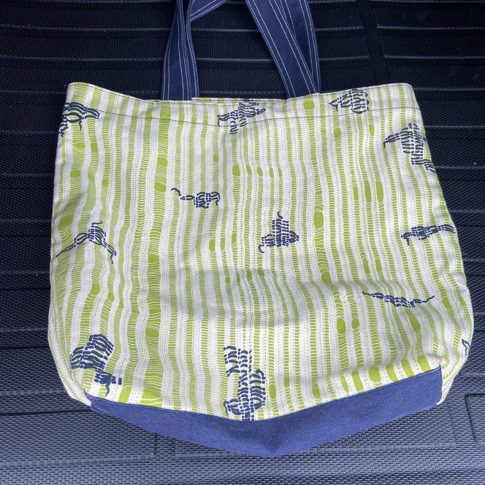 SaltBox Canvas Tote Purse Shoulder Bag  Green/Blue Floral Lined Boho